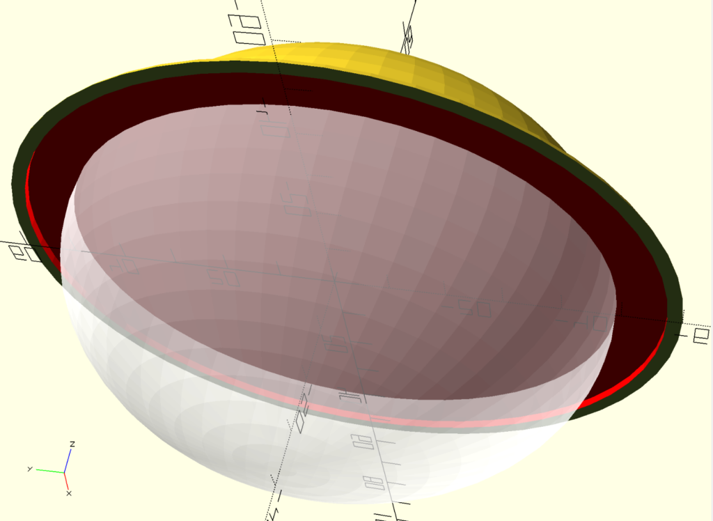 The hard hat, but with the sphere being deleted from the inside portion of the hat where the head would go rendered in a semi-translucent white.